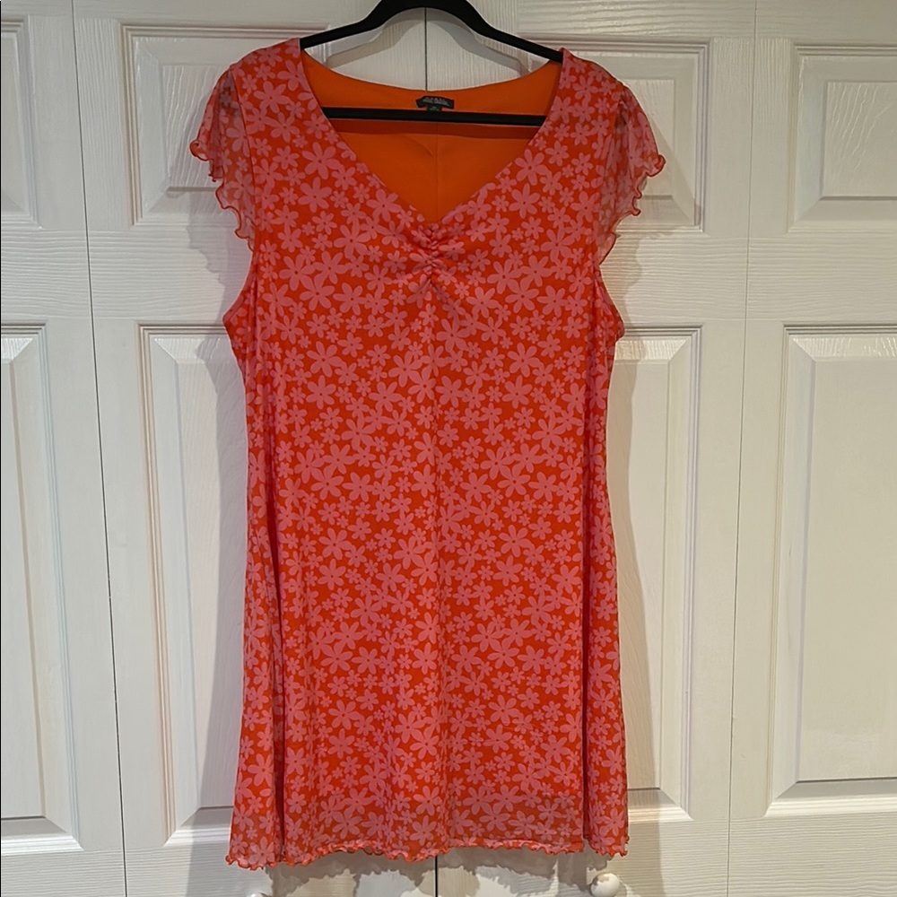 Coldwater Creek Orange Flutter Sleeve Sundress